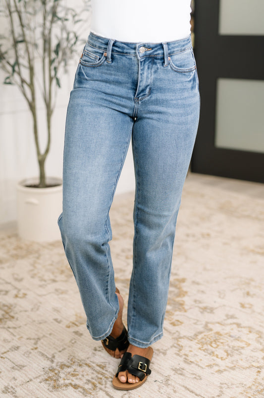 Corrine Mid Rise Control Top Vintage Straight Jeans