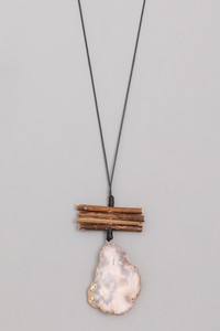 Wood Stacked Natural Stone Pendant