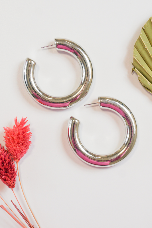 Chunky Silver Hoops