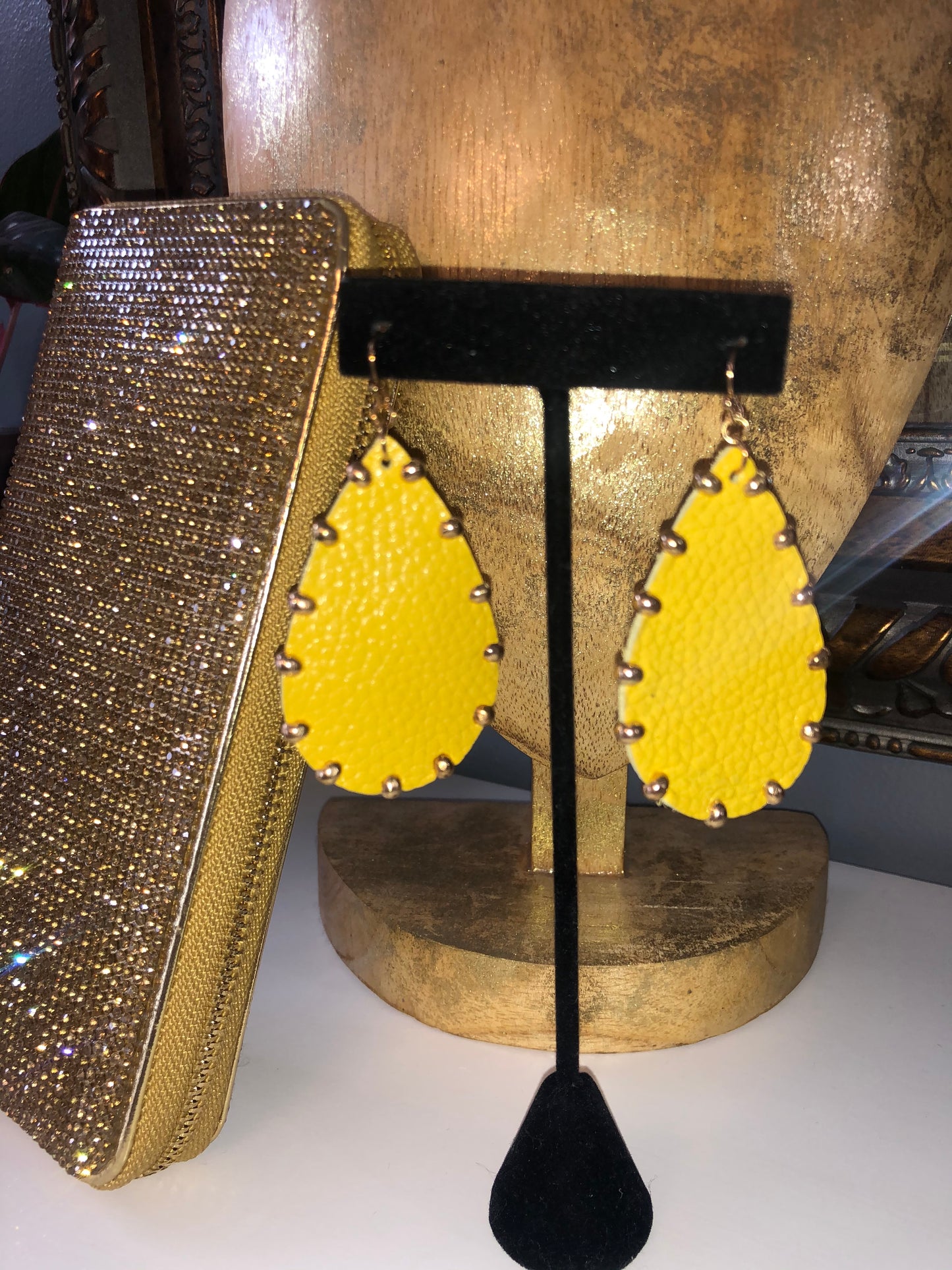Teardrop Leather Studded Earring