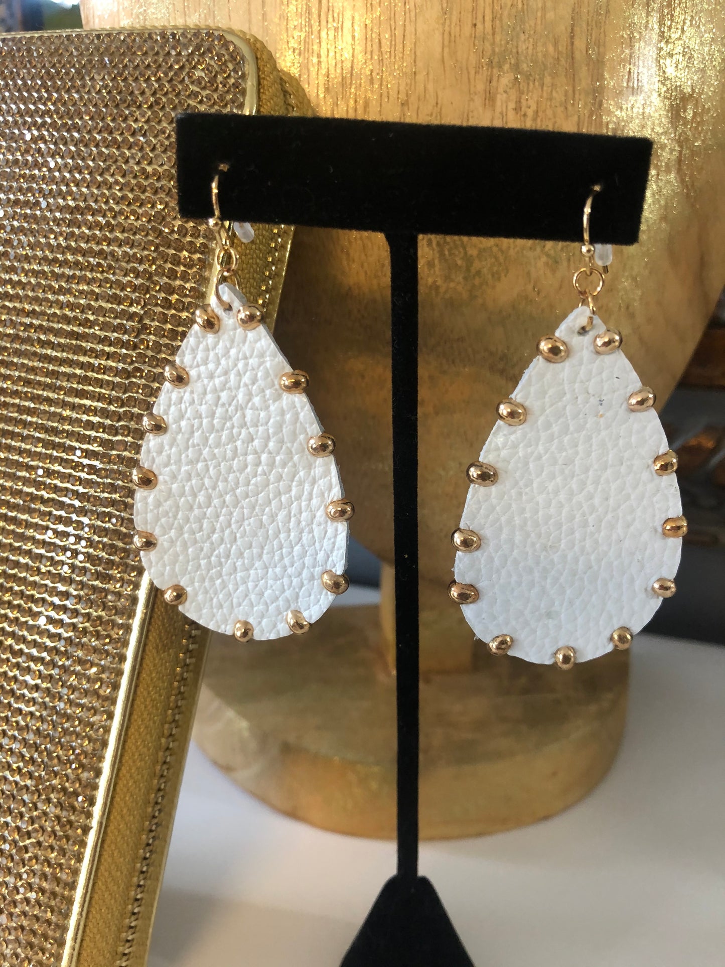 Teardrop Leather Studded Earring