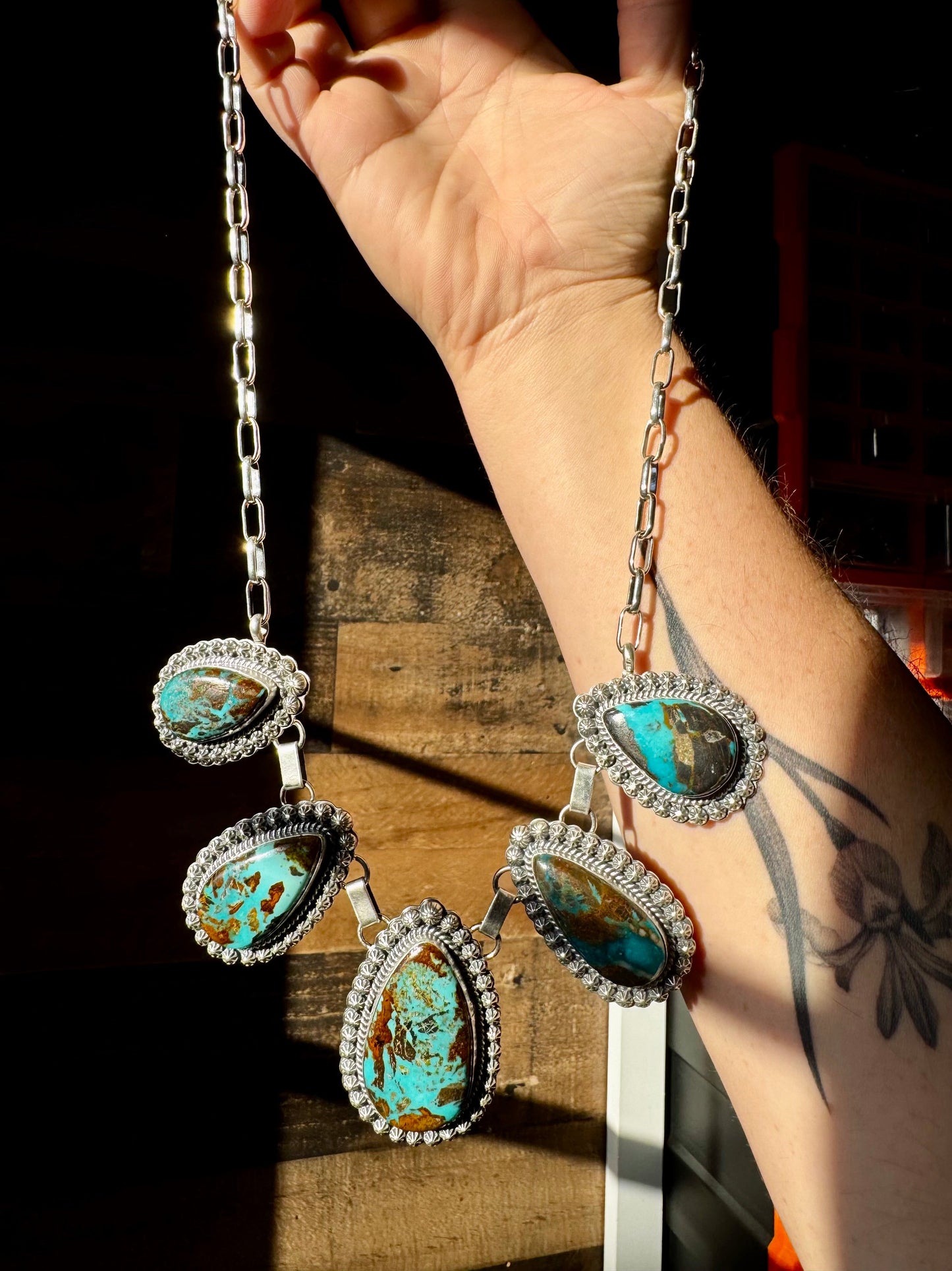 5 Stones Blackjack turquoise necklace