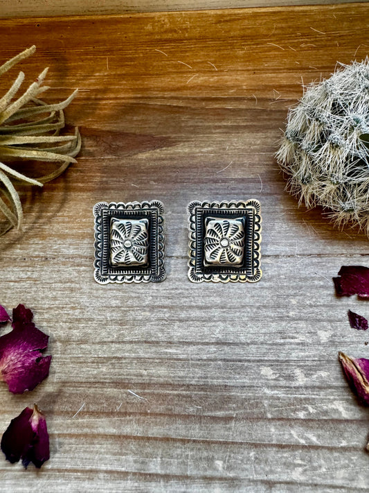 Bigger Square Sterling silver stud earrings