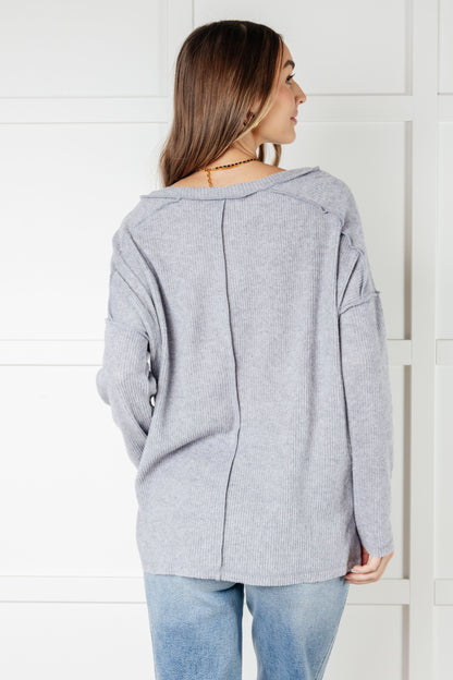 Basically Freezing Brushed Hacci Top in Heather Grey