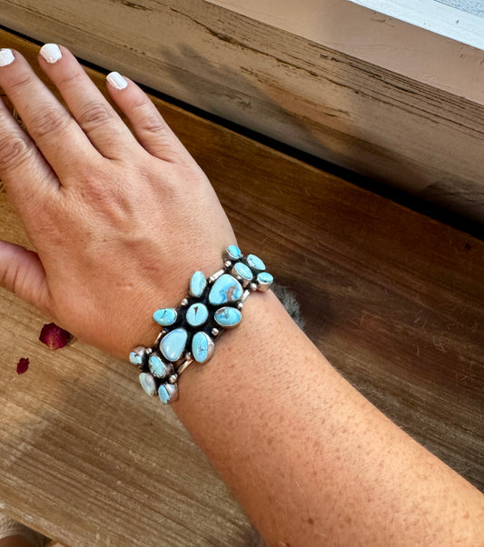 Cuff - Sterling silver Cuff Bracelet with Golden Hills turquoise