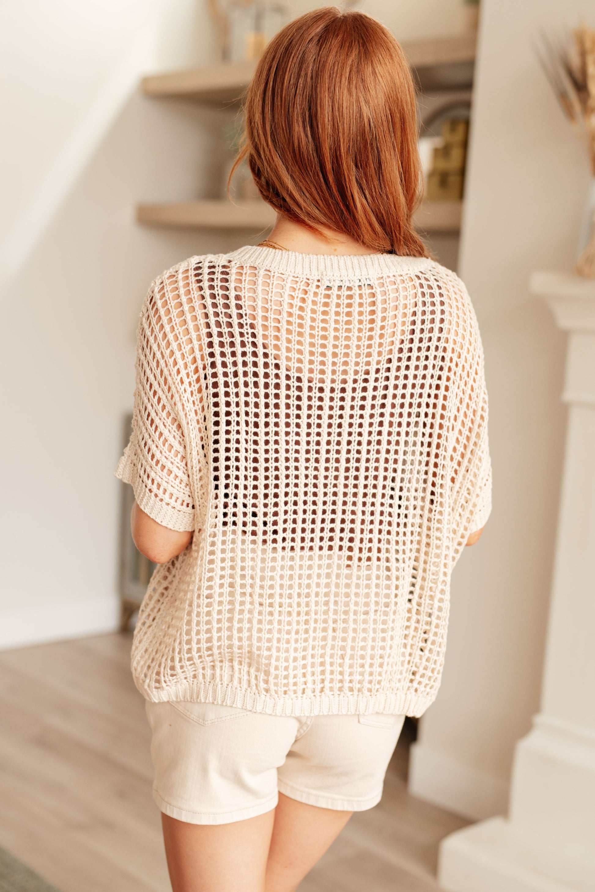 cream fish nets Coastal Dreams Fishnet Top in Cream