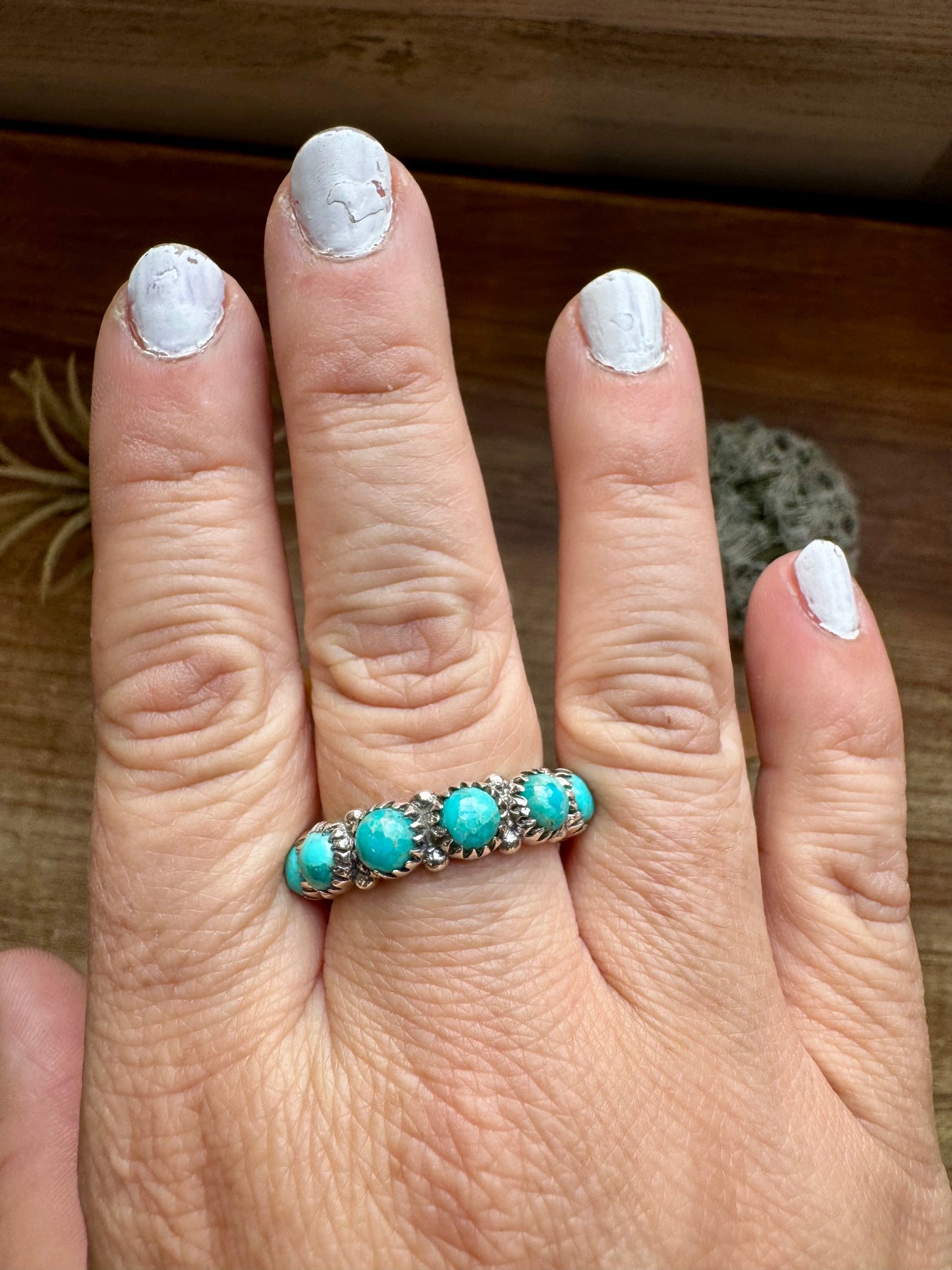 Band Ring - Size 10 - Kingman Turquoise & sterling silver