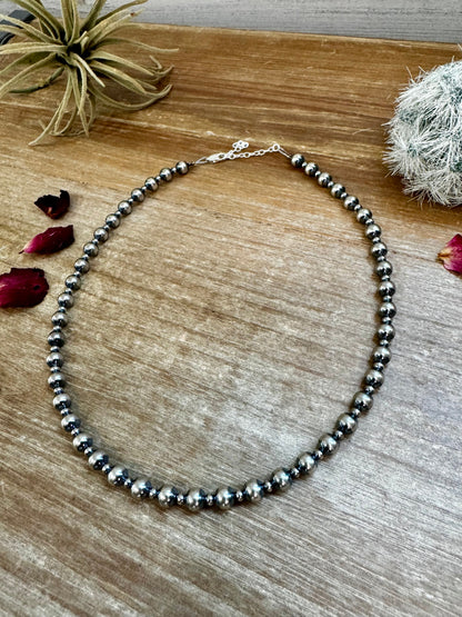 14 inch 6 mm and 3 mm Sterling Silver Pearls choker necklace