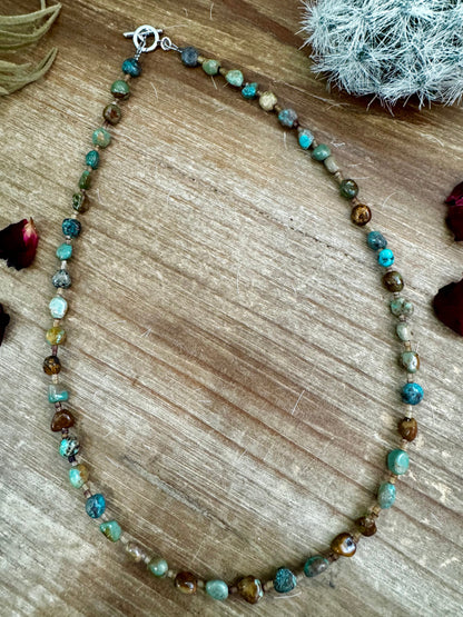 18 inch long smaller turquoise nuggets necklace