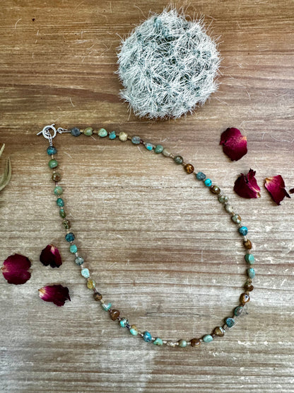 18 inch long smaller turquoise nuggets necklace