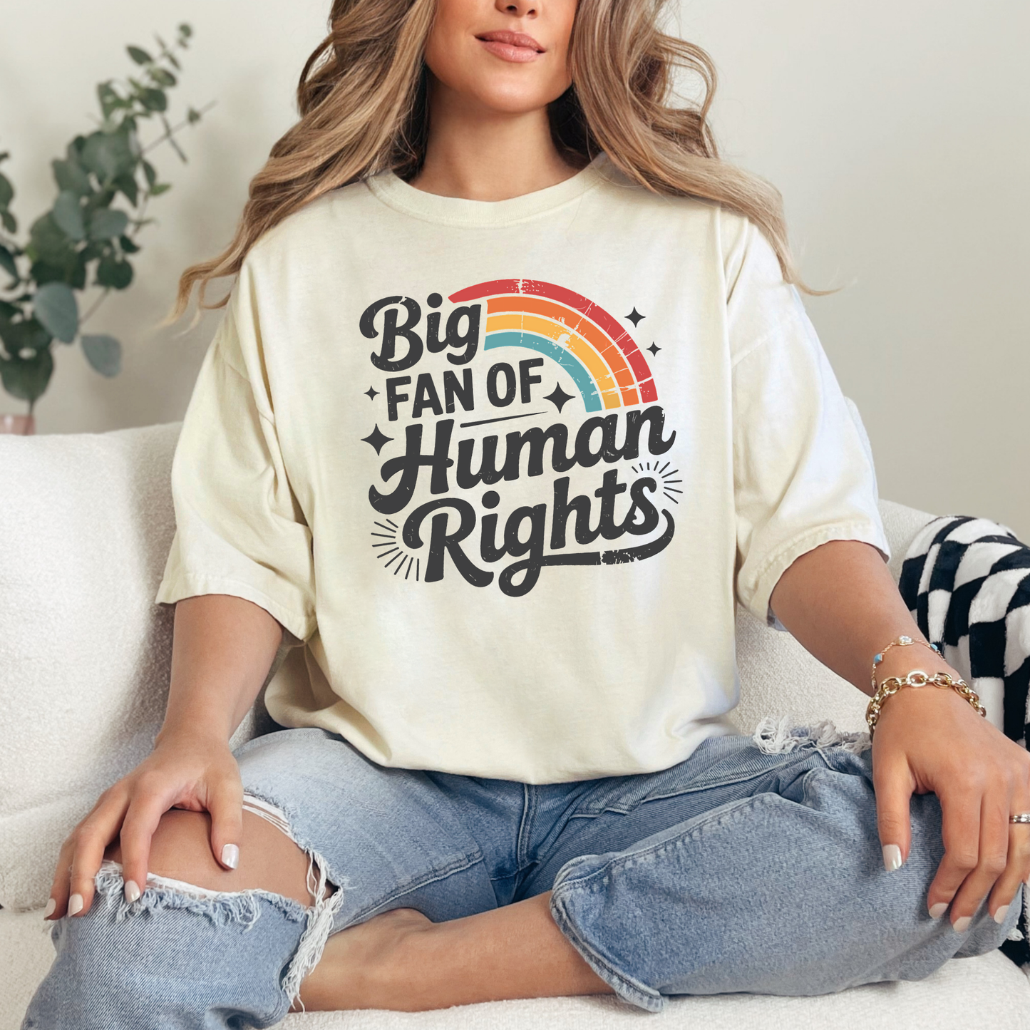 Big Fan of Human Rights Graphic Tee in Ivory