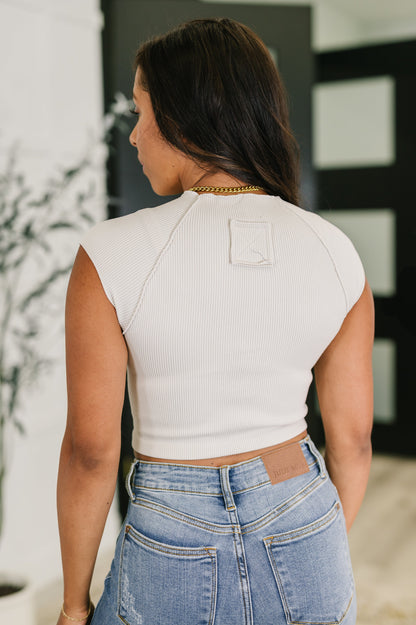 Halfway to Heaven Cropped Top in Sand Beige