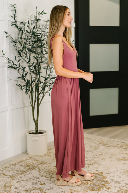 Head to Toe Whoa Gathered Wide Leg Jumpsuit in Mauve