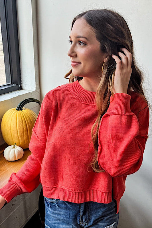 SC - Autumn Breeze Orange Crop Sweater