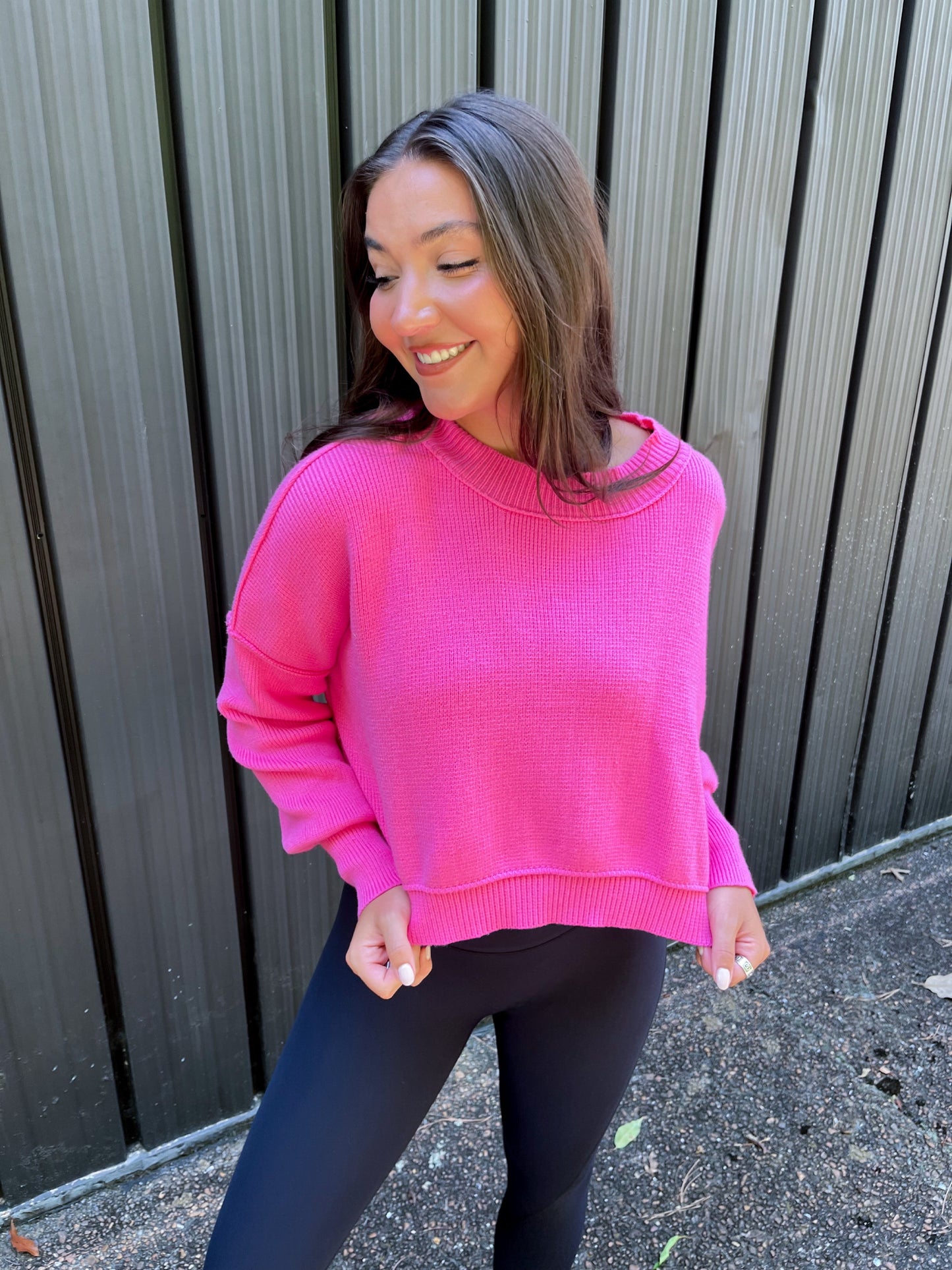 SC - Spring Breeze Hot Pink Crop Sweater