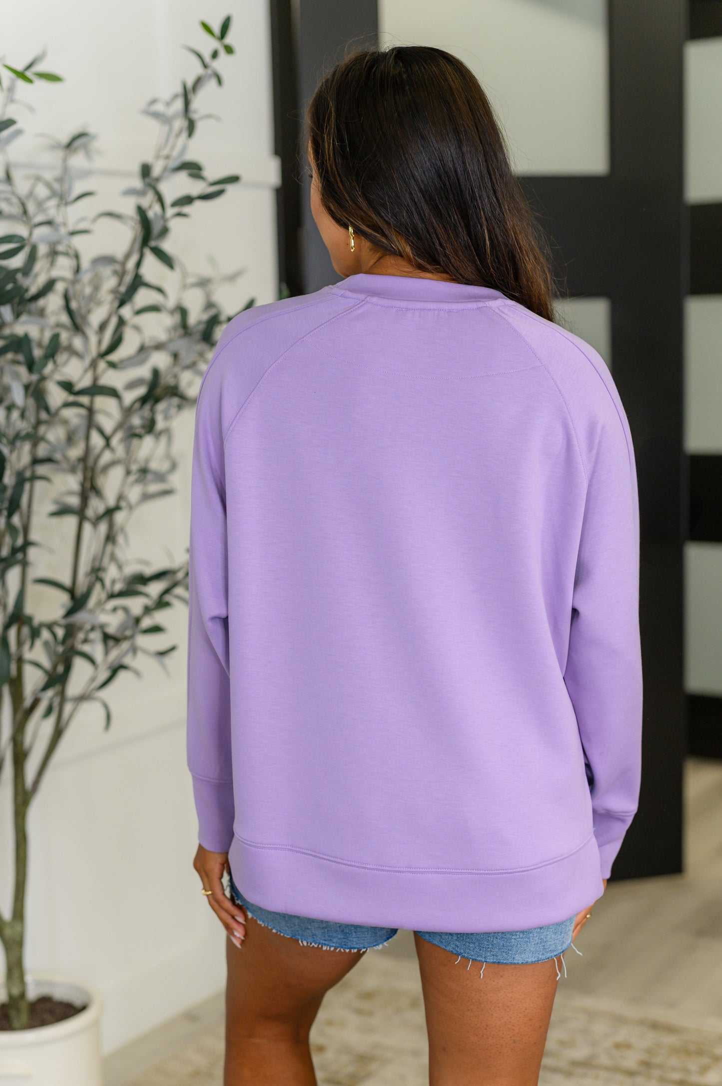 It's The Little Things Relaxed Scuba Pullover in Lavender