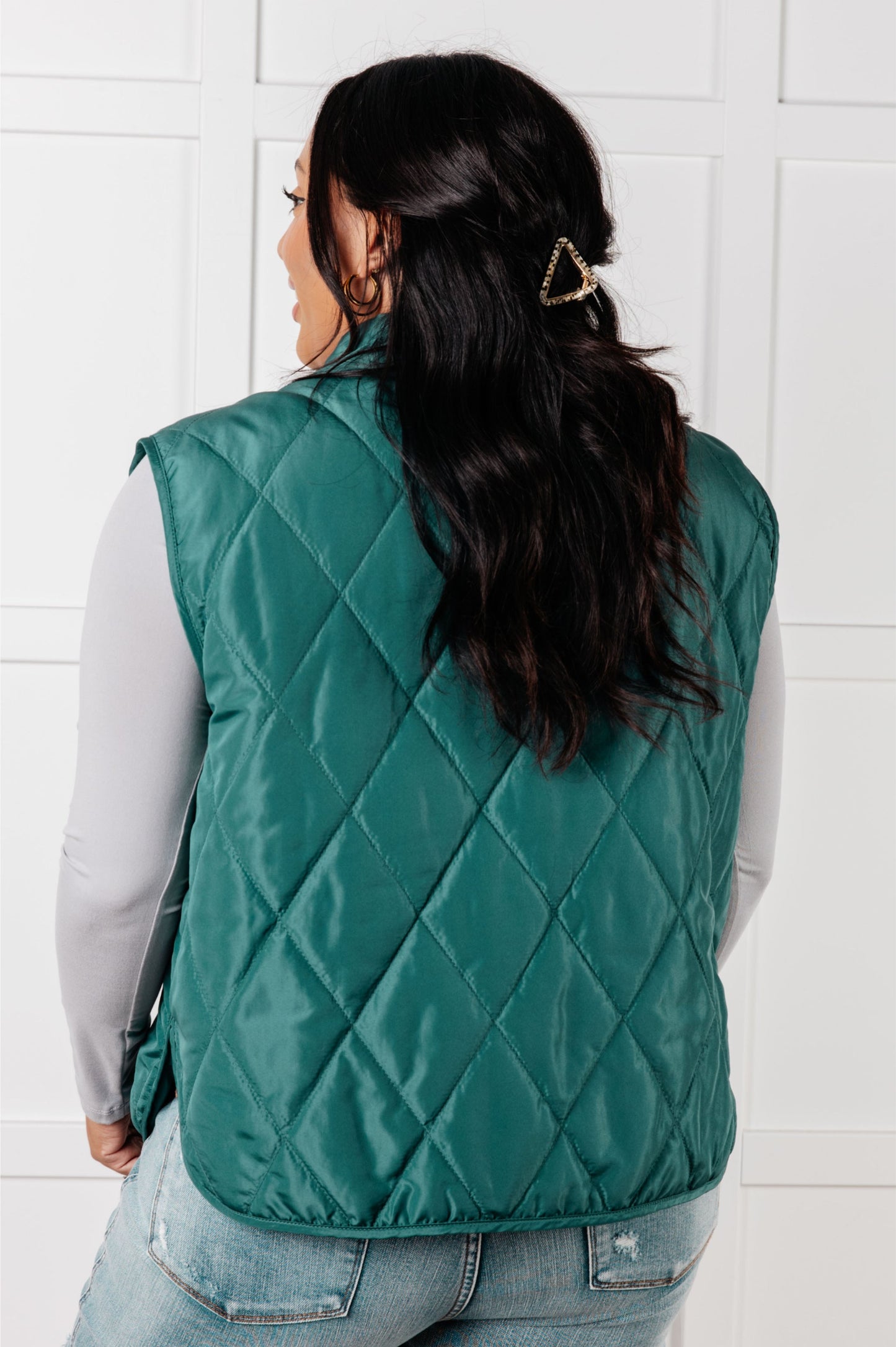 Layering Queen Quilted Puffer Vest in Hunter Green