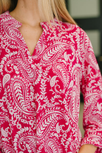 Lizzy Top in Pink Paisley