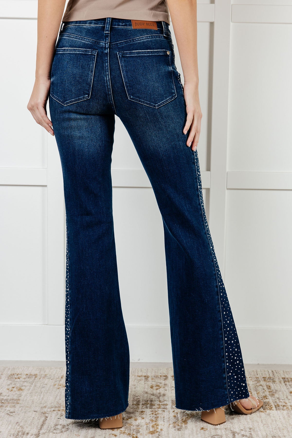 Shannon Mid Rise Rhinestone Detail Flare Jeans