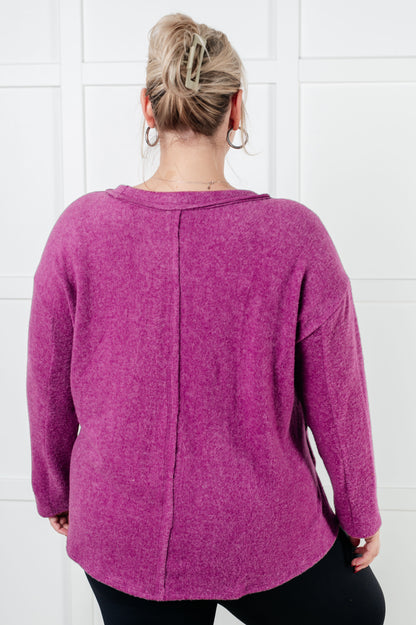 Simple Silhouette Brushed Hacci Sweater in Light Plum