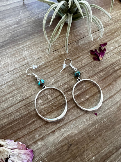 Mini hoop earrings and turquoise