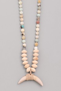 Wooden Crescent Bead Necklace